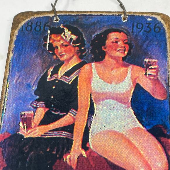Coca-Cola Vintage Reproduction Advertising Signs On Wire Hangers Set of 2 - Picture 6 of 10